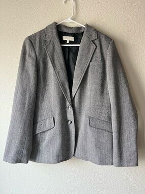 Talbots Classic Old Money Herringbone Women's Wool Blend Blazer Jacket